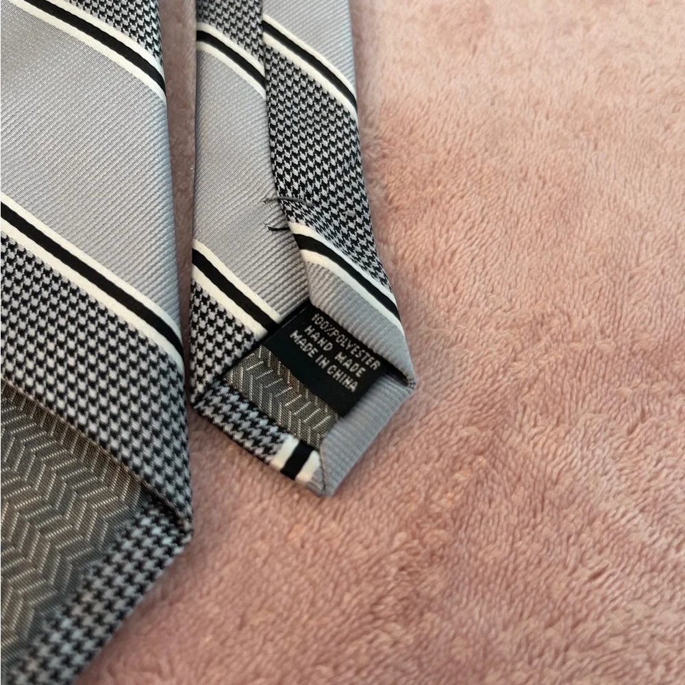 George Classic Black and Gray Striped Tie